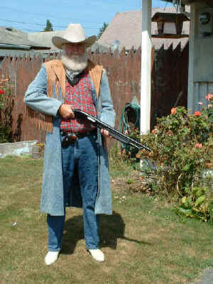 Picture of Curtis wearing duster with guns